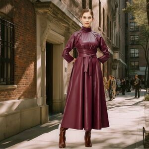 Gorgeous vegan leather long dress size S!